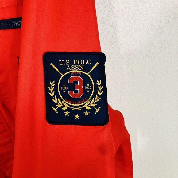 US Polo Assn  Red Lined Zip-Up All-Weather Windbreaker Jacket Sz L‎ - Picture 8 of 13